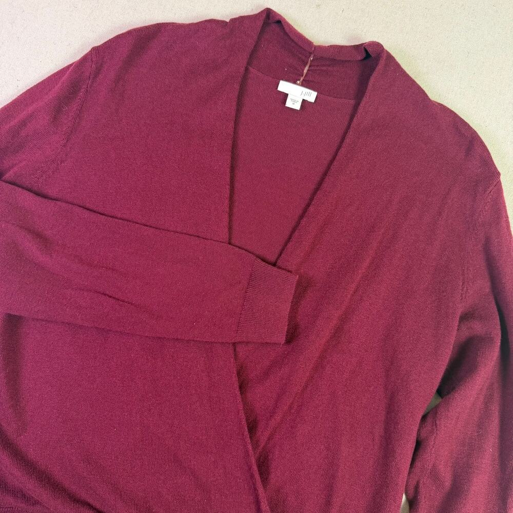 J. Jill Burgundy Cross Wrap Surplice Sweater Women's M Silk Wool Blend Classic